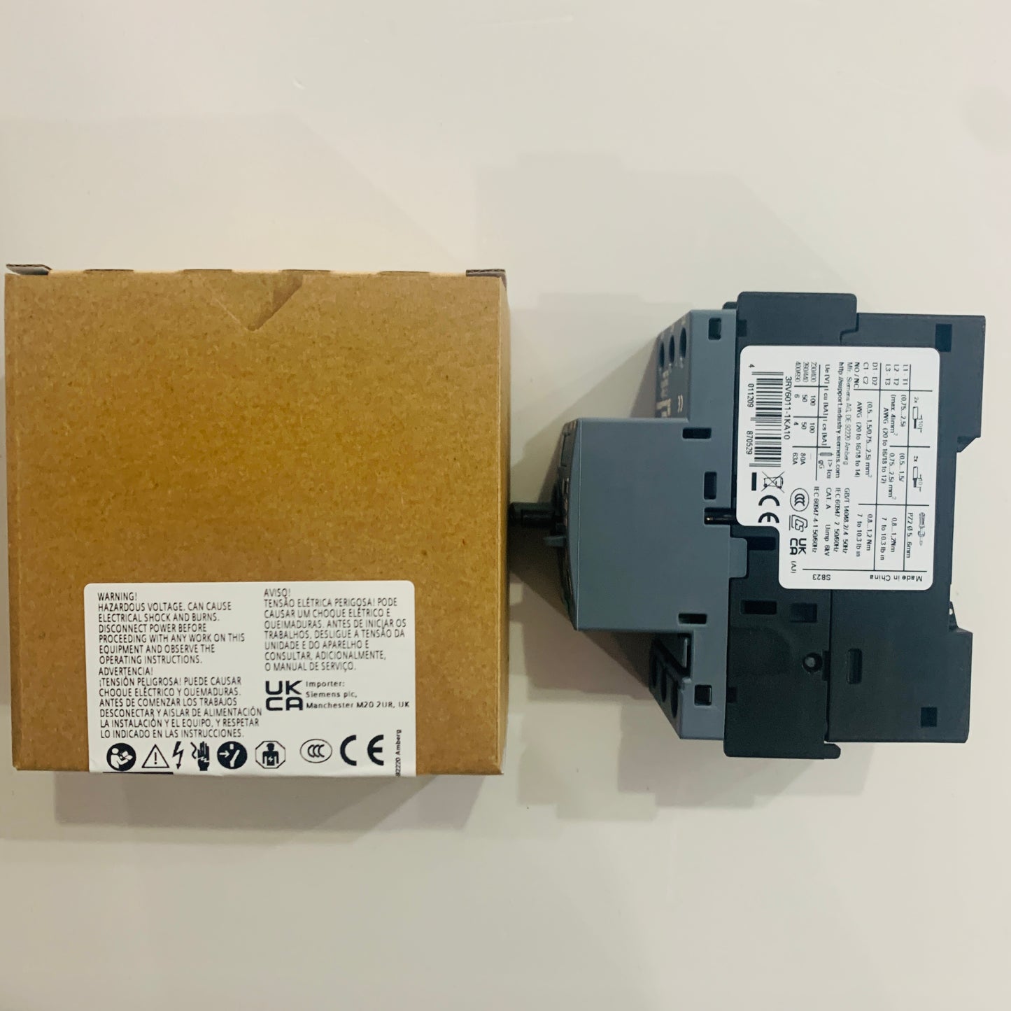 siemens 3RV6011-1KA10Circuit breaker 12.5 A release 912.5 A, N release 156 A, used for motor protection, grade 10, threaded connection, standard exchange capacity
