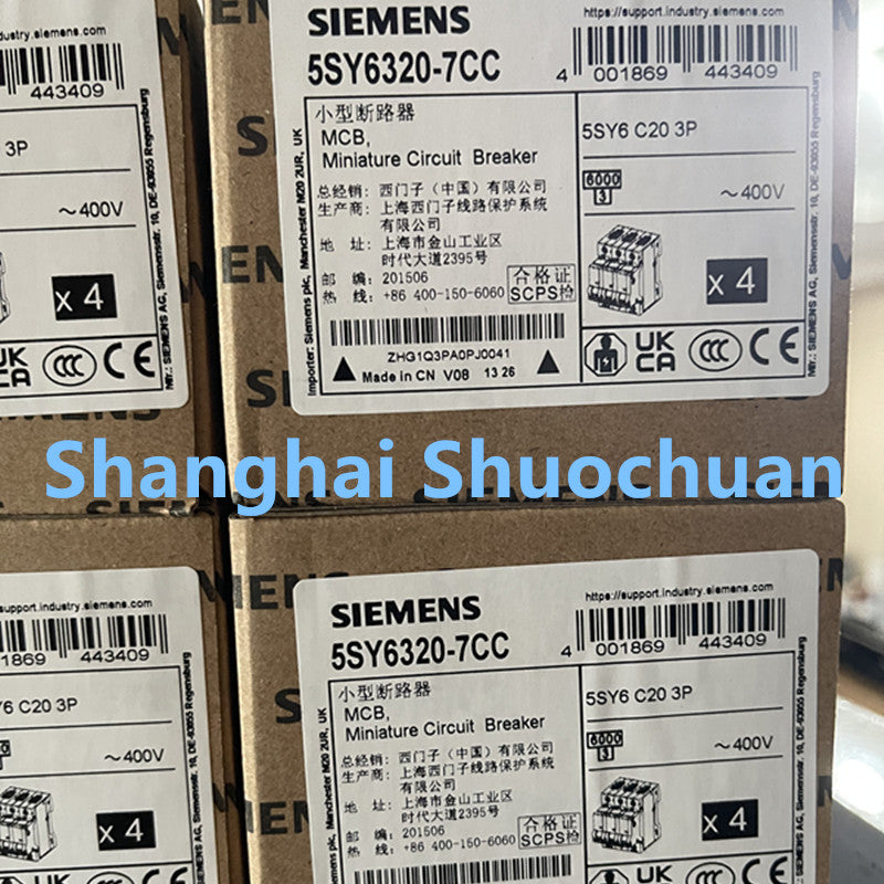 Siemens 5SY6320-7CC miniature circuit breaker 3P 20A C 6kA 400VAC