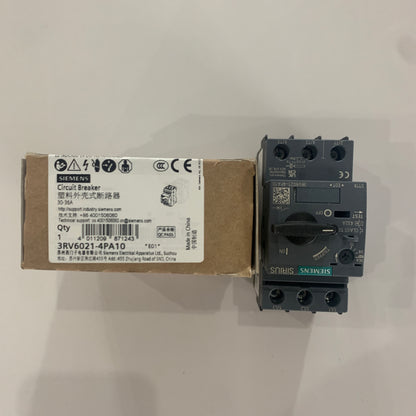 Siemens3RV6021-4PA10Circuit breaker 36 A, release 30 36 A, N release 432 A, used for motor protection, grade 10, threaded connection, standard switch capacity,