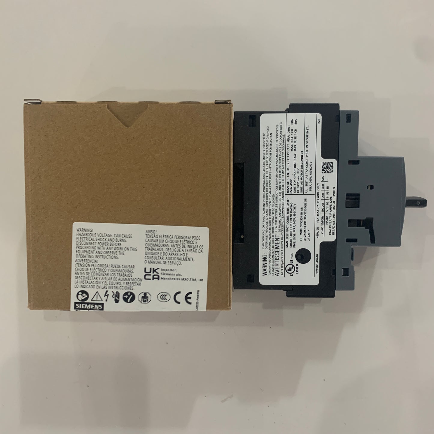 siemens 3RV6021-4DA10Circuit breaker 25 A, trip breaker 2025 A, N release 325 A, used for motor protection, grade 10, threaded connection, standard switch capacity,