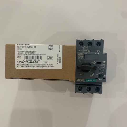 siemens3RV6021-4AA10Circuit breaker 16 A, release 1116 A, N release 208 A, used for motor protection, grade 10, threaded connection, standard exchange capacity