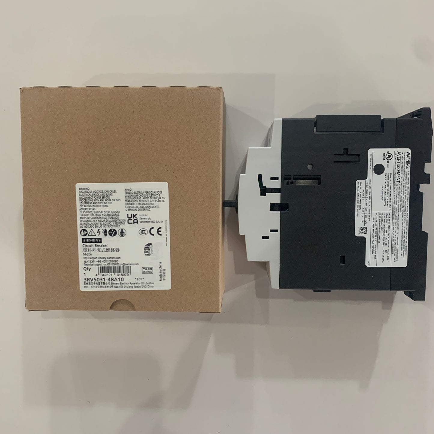 Siemens3RV5031-4BA10Circuit breaker 14 20 A release 1420 A, used for motor protection, level 10, short-circuit release 260 A, screw terminal standard exchange capacity SIRIUS