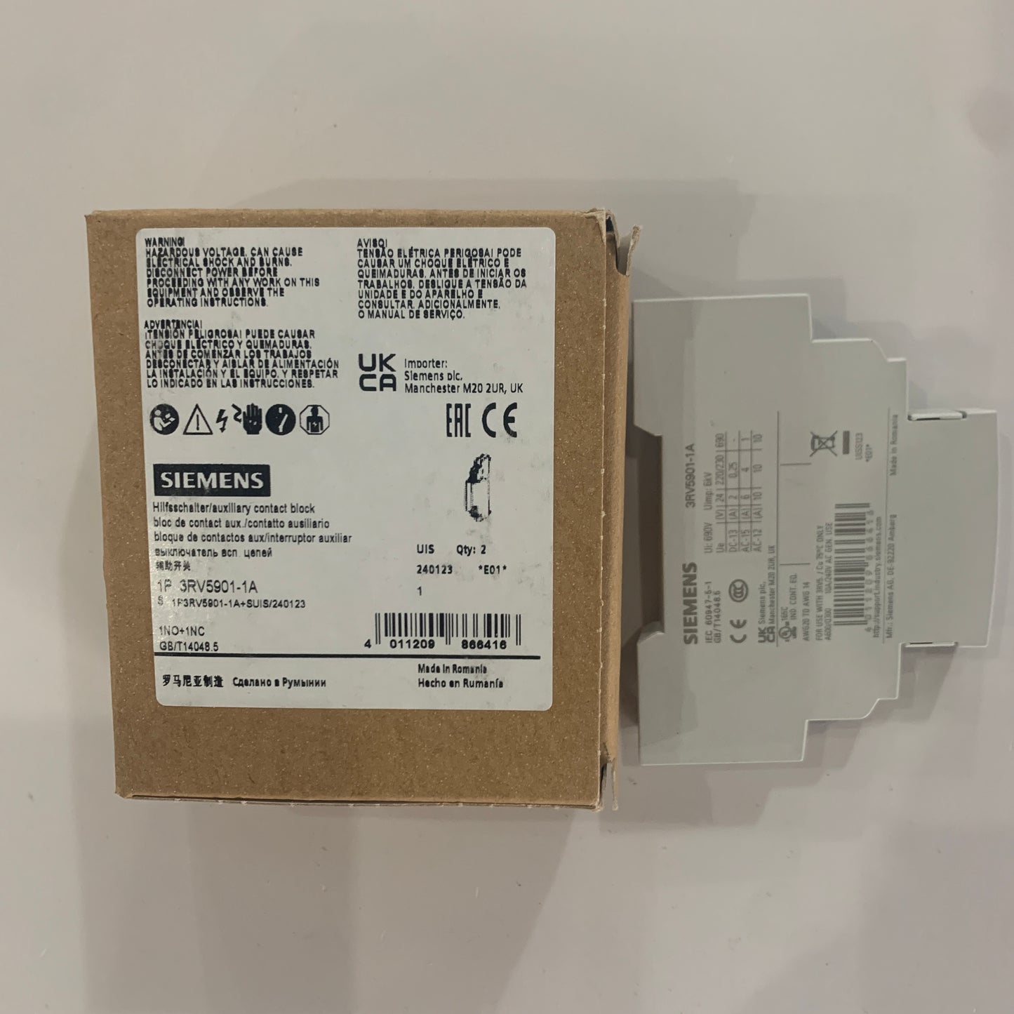 siemens3RV5901-1AAuxiliary switch, lateral dimensions S2, S3 for circuit breaker 1 NO+1 NC