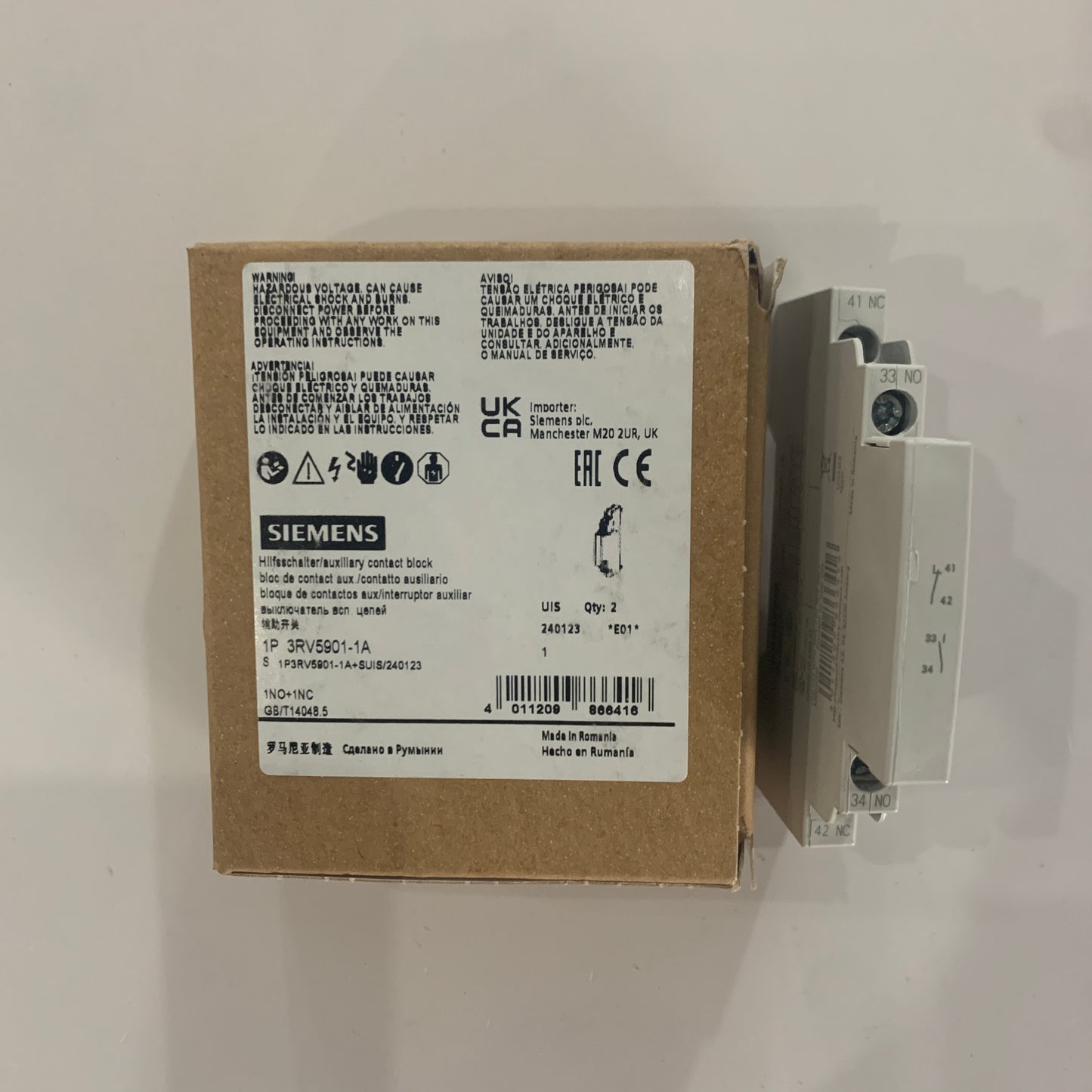 siemens3RV5901-1AAuxiliary switch, lateral dimensions S2, S3 for circuit breaker 1 NO+1 NC