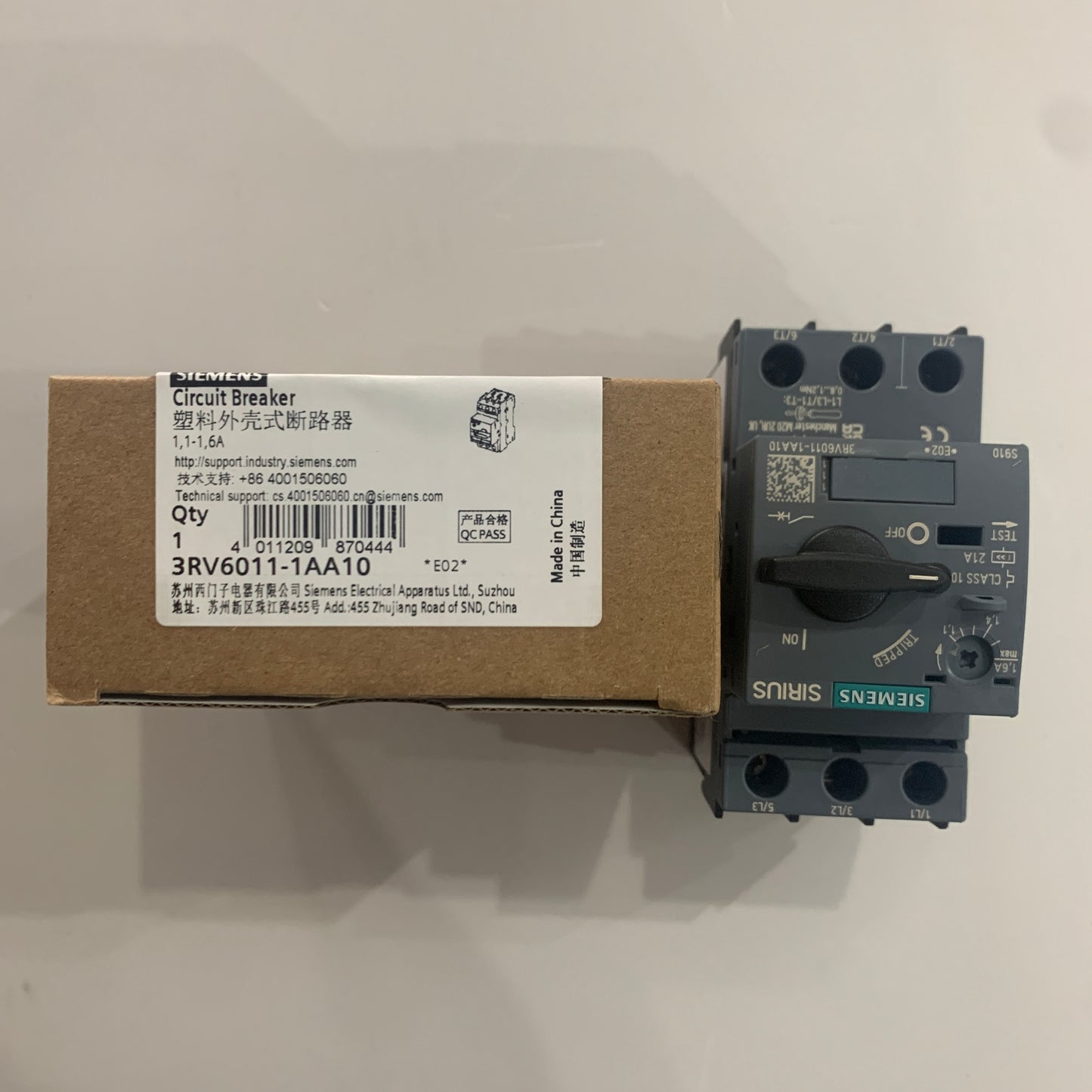 Siemens 3RV6011-1AA10 1.1-1.6A breaker circuit breaker New