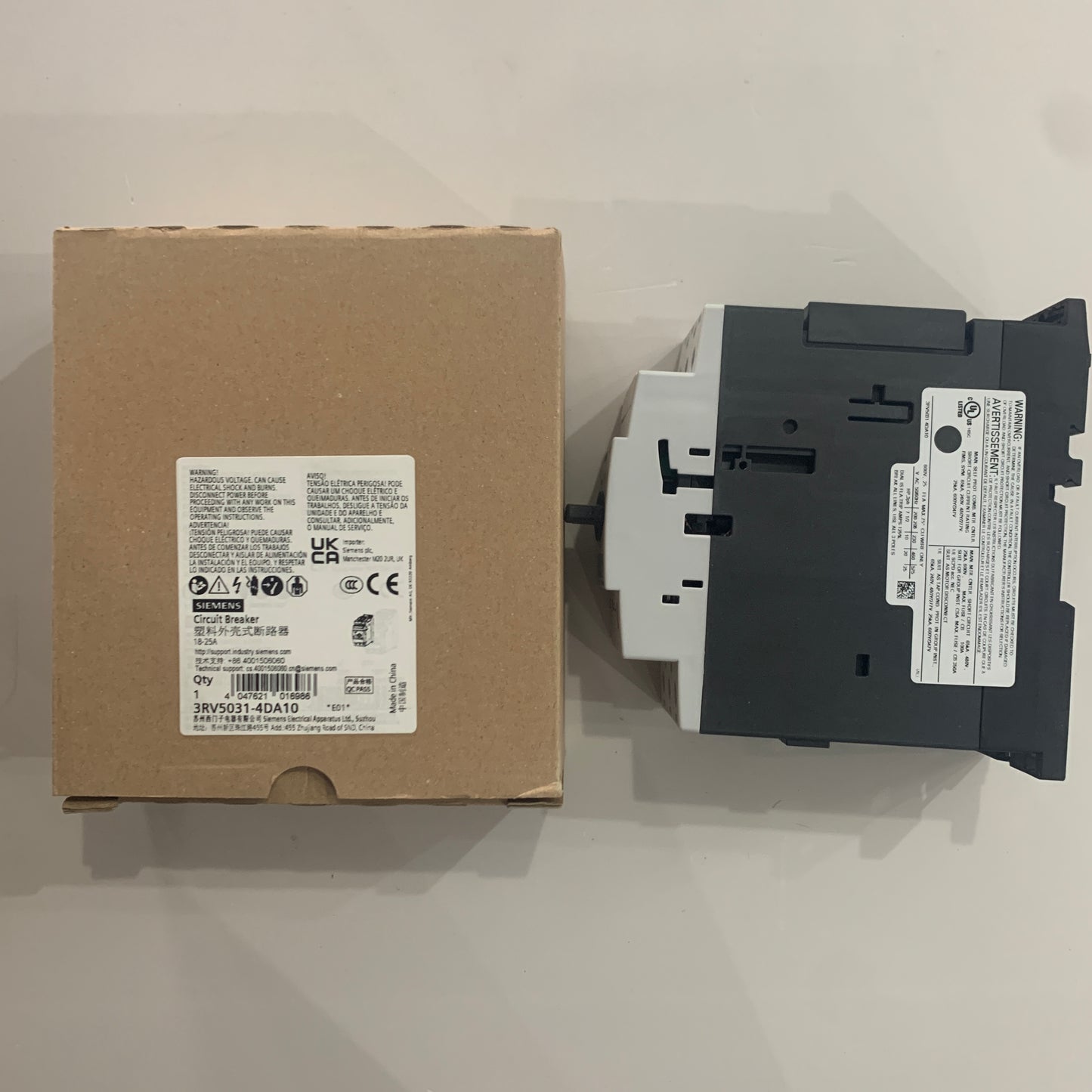 siemens3RV5031-4DA10Circuit breaker 18 25 A, release 18 25 A, for motor protection, class 10, short-circuit release 325 A, screw terminal standard exchange capacity SIRIUS