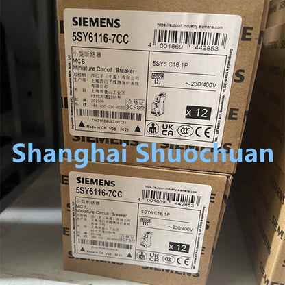Siemens 5SY6116-7CC miniature circuit breaker 1P 16A C 6kA 230/400VAC