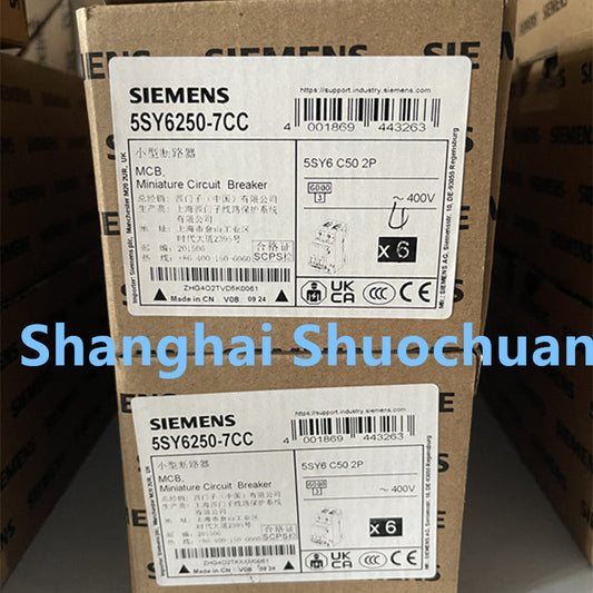 Siemens 5SY6250-7CC miniature circuit breaker 2P 50A C 6kA 400VAC