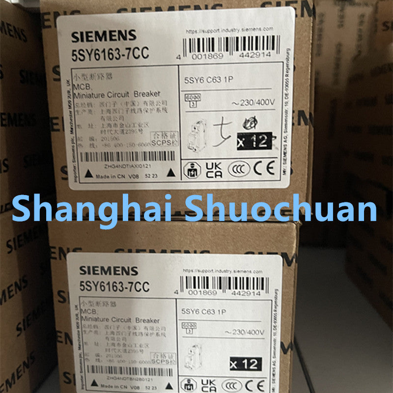 Siemens 5SY6163-7CC miniature circuit breaker 1P 63A C 6kA 230/400VAC