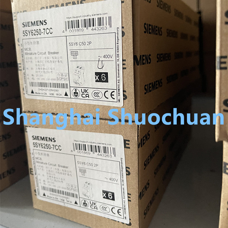 Siemens 5SY6250-7CC miniature circuit breaker 2P 50A C 6kA 400VAC
