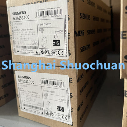 Siemens 5SY6250-7CC miniature circuit breaker 2P 50A C 6kA 400VAC
