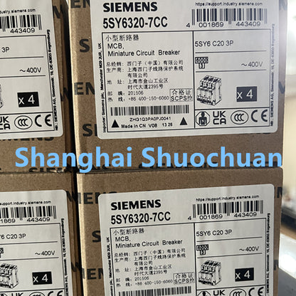 Siemens 5SY6320-7CC miniature circuit breaker 3P 20A C 6kA 400VAC