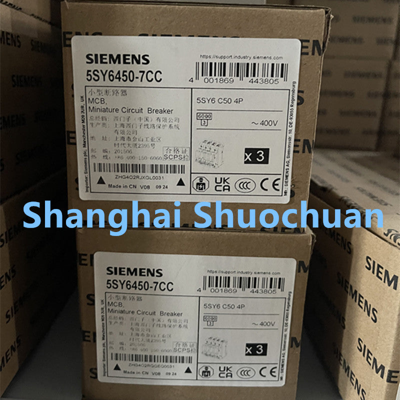 Siemens 5SY6450-7CC miniature circuit breaker 4P 50A C 6kA 400VAC
